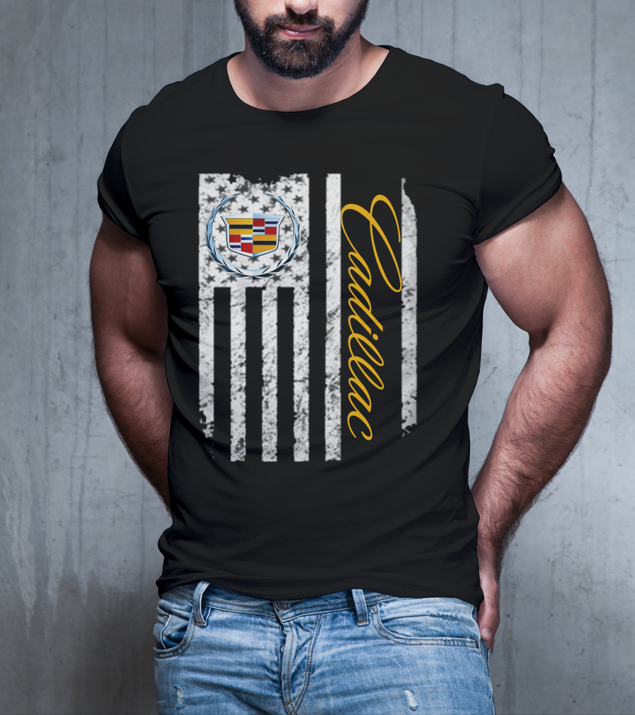 Cadillac Logo American Flag T-Shirt