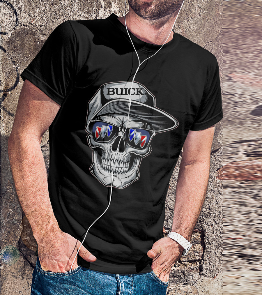 Buick Skull With Hat And Logo Sunglasses T-Shirt
