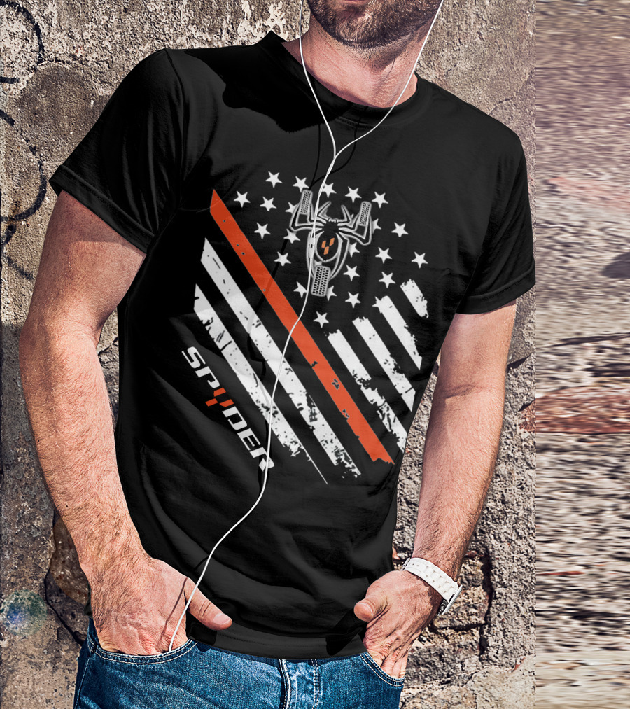 Spyder American Flag Stars Stripes Spider Symbol T-Shirt
