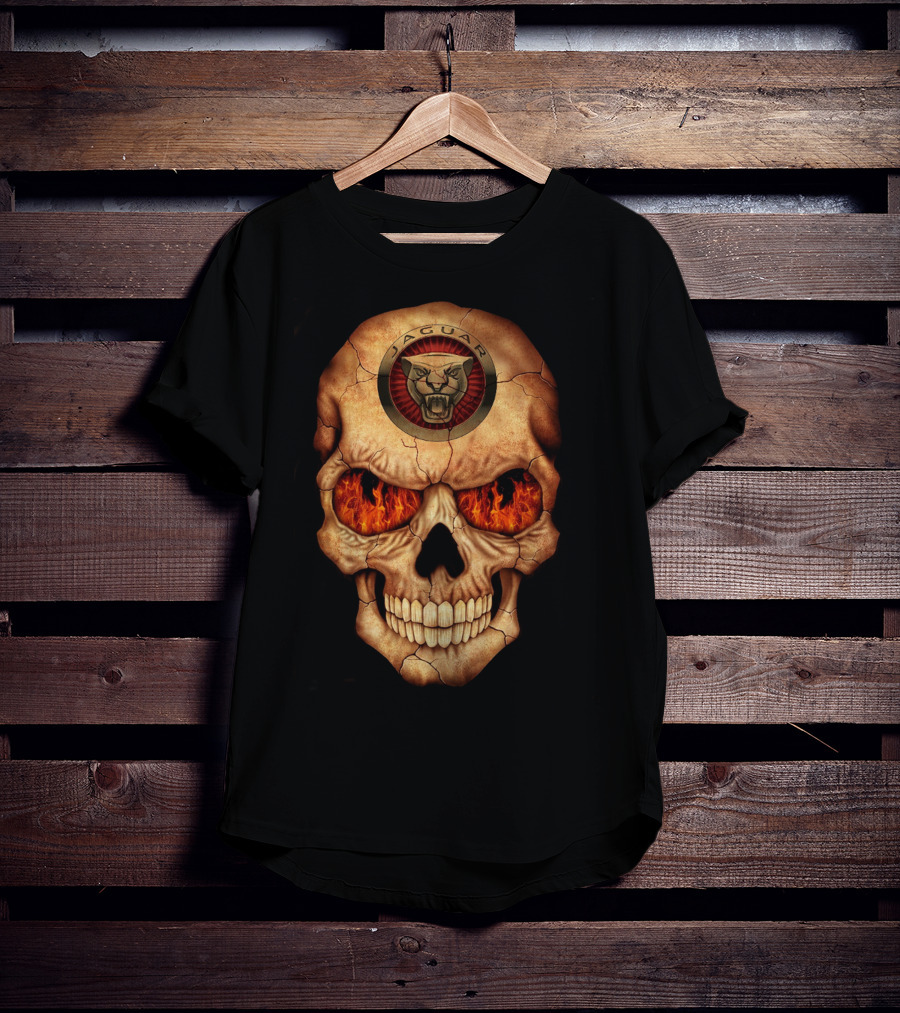 Jaguar Skull With Flaming Eyes T-Shirt