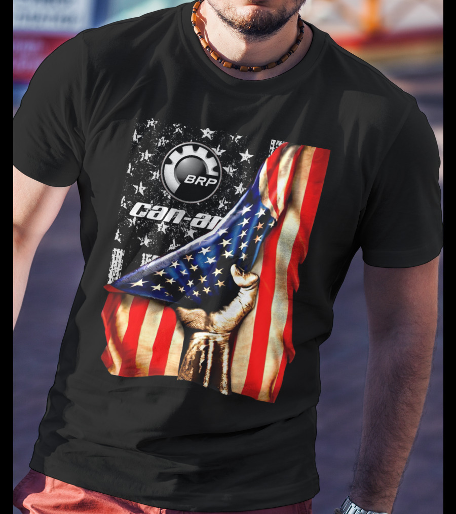 BRP Can-Am American Flag Stars And Stripes Fist T-Shirt