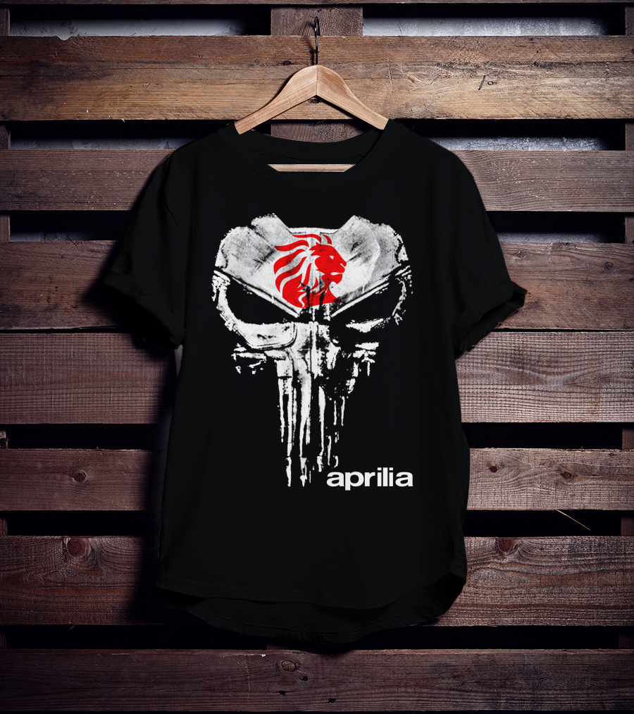 Aprilia Skull With Red Lion Symbol T-Shirt