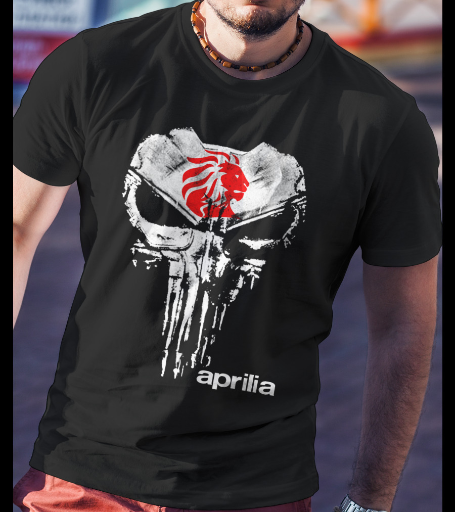 Aprilia Skull With Red Lion Symbol T-Shirt