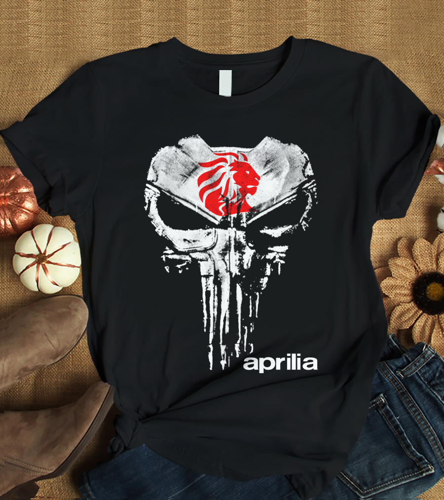 Aprilia Skull With Red Lion Symbol T-Shirt