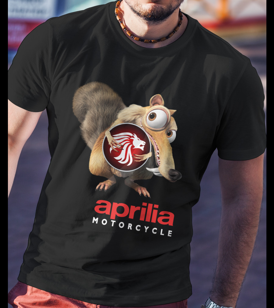 Aprilia Motorcycle Ice Age Scrat Lion T-Shirt