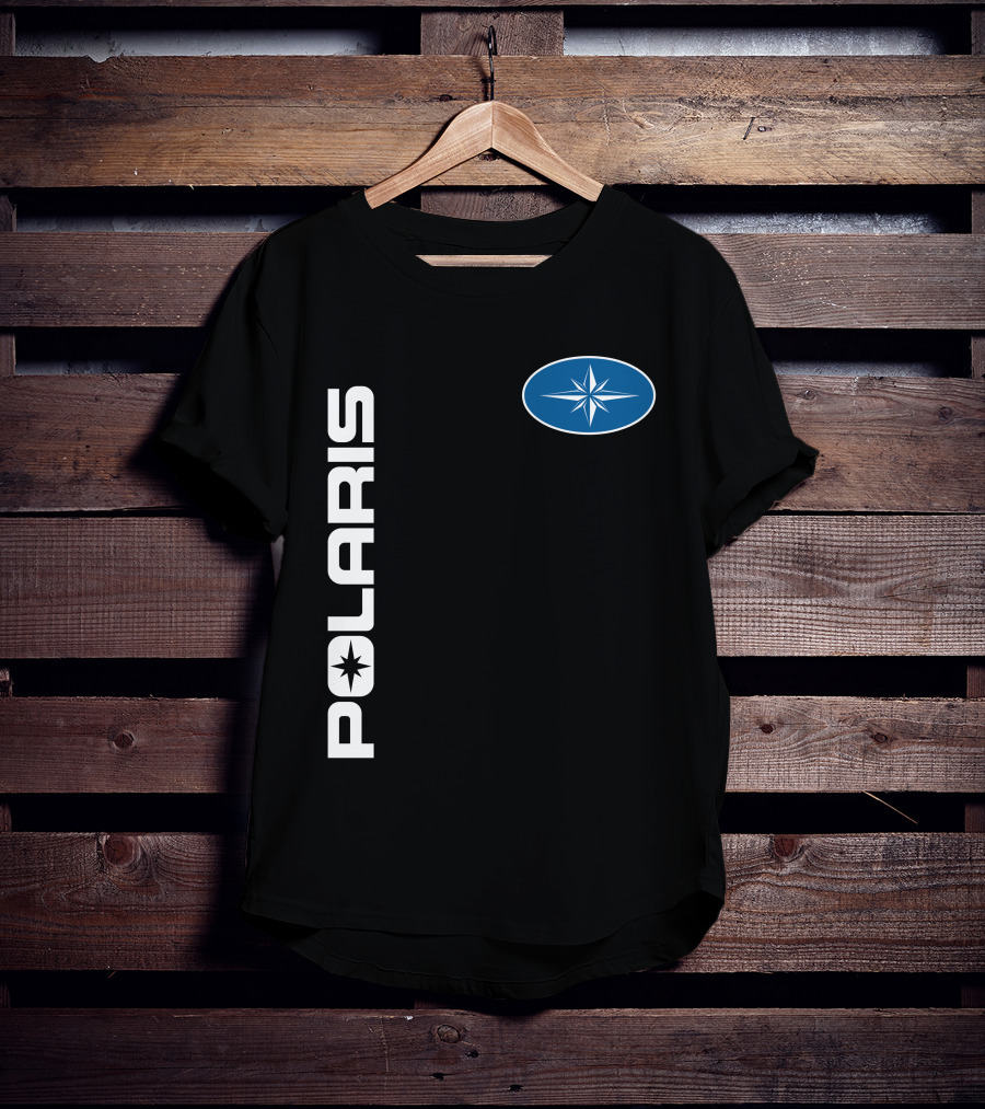 Polaris Star Logo Vertical Text Blue Oval Symbol T-Shirt