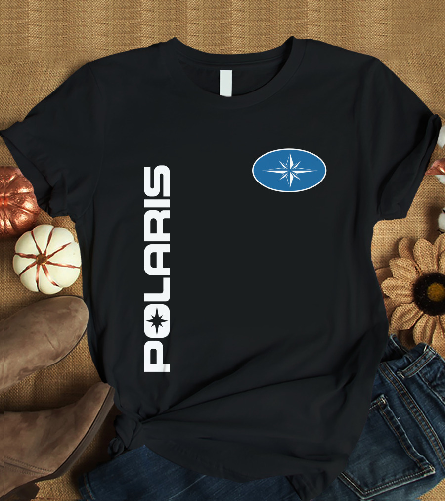 Polaris Star Logo Vertical Text Blue Oval Symbol T-Shirt