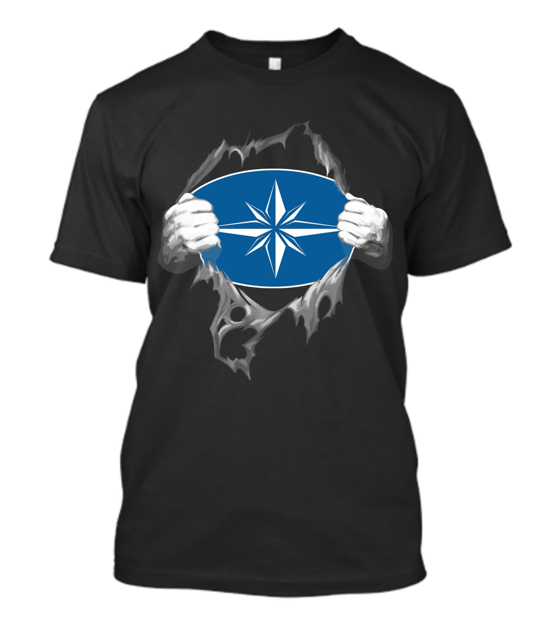 Polaris2 Blue Starburst Compass Emblem Unveiled By Ripping Hands T-Shirt