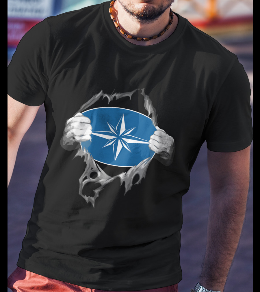 Polaris2 Blue Starburst Compass Emblem Unveiled By Ripping Hands T-Shirt