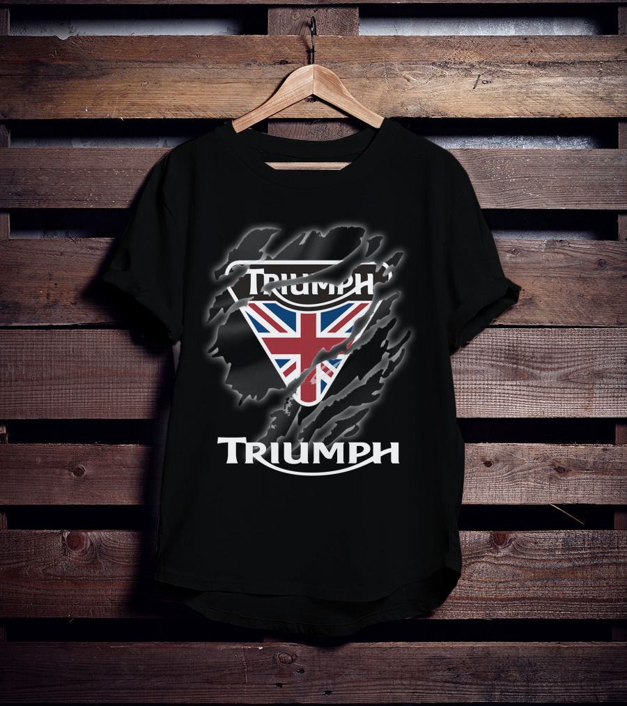 Triumph Uk Union Jack Logo Ripped T-Shirt
