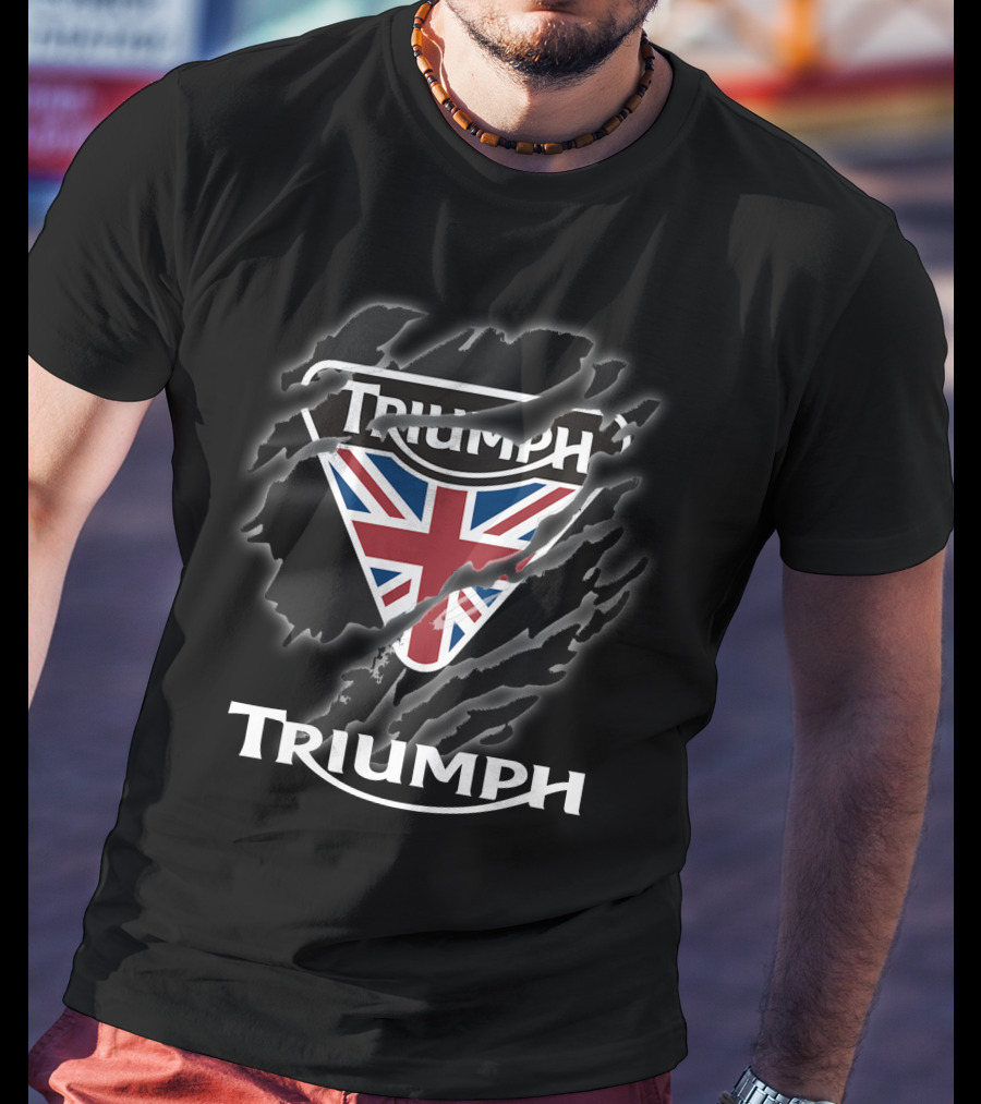 Triumph Uk Union Jack Logo Ripped T-Shirt