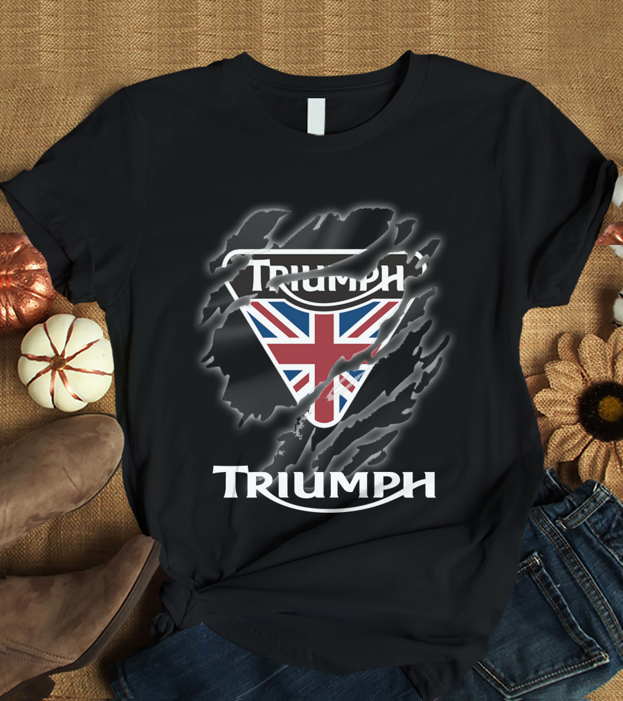 Triumph Uk Union Jack Logo Ripped T-Shirt