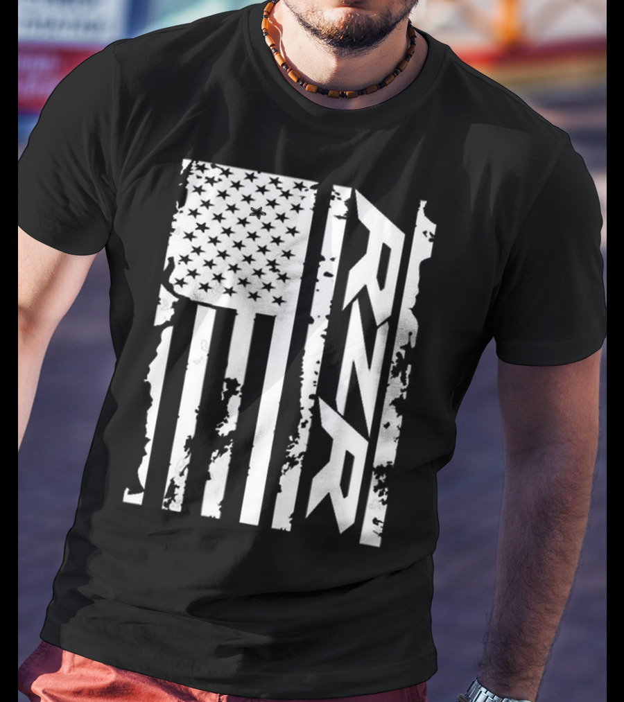 Rzr American Flag Distressed Style T-Shirt