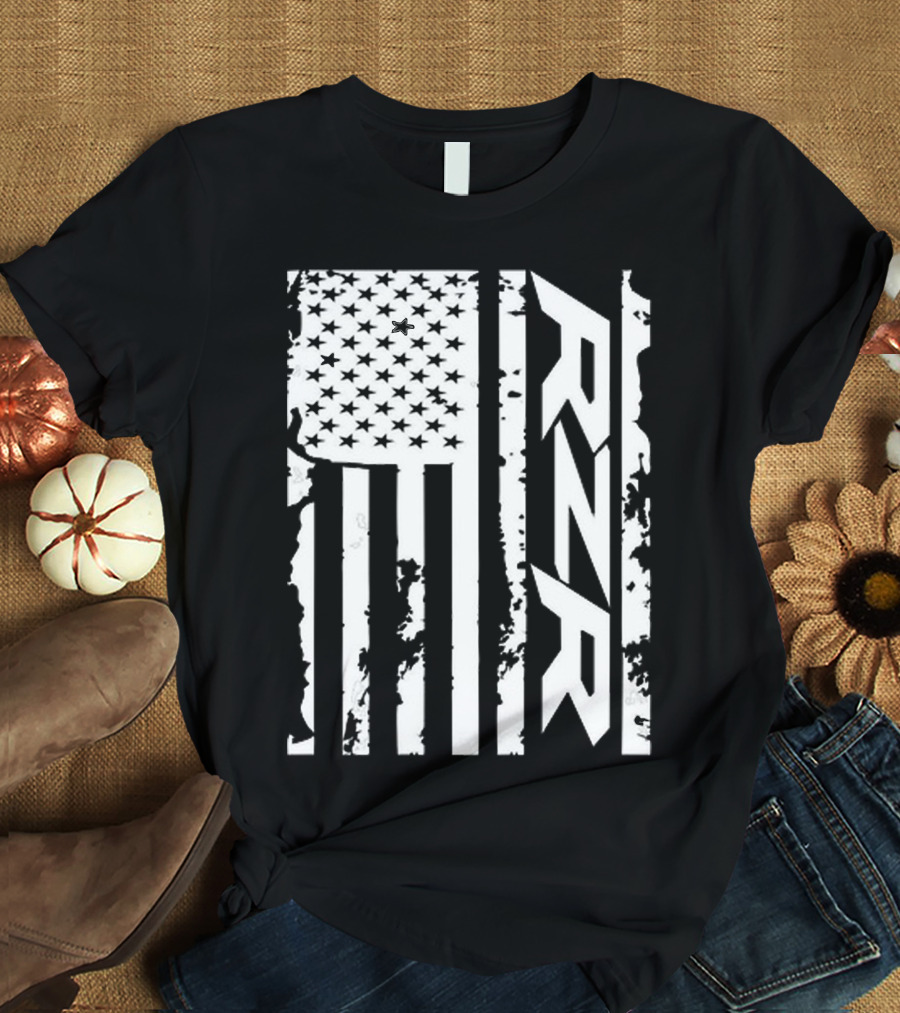 Rzr American Flag Distressed Style T-Shirt