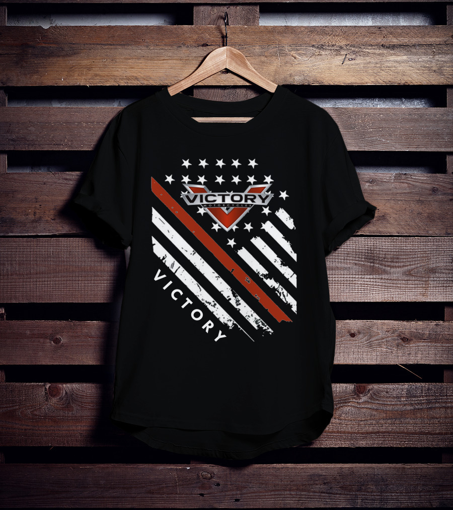 Victory Motorcycles American Flag V Badge Stars Stripes T-Shirt