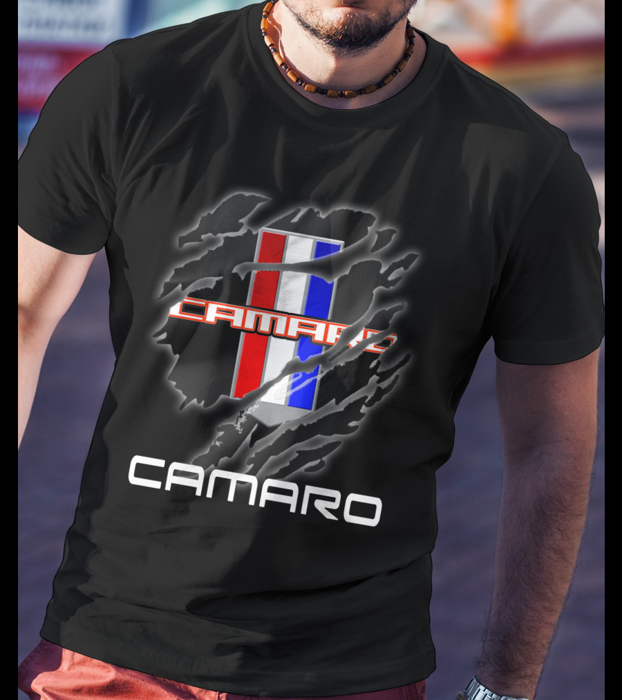 Camaro Red White Blue Stripes Claw Marks T-Shirt
