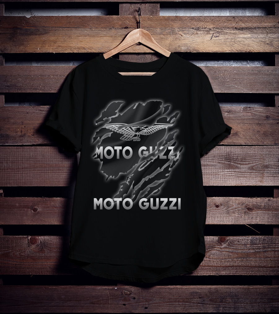 Moto Guzzi Eagle Logo With Guzzi 06 Scratched Texture T-Shirt