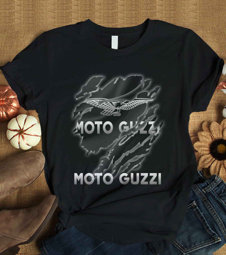 Moto Guzzi Eagle Logo With Guzzi 06 Scratched Texture T-Shirt