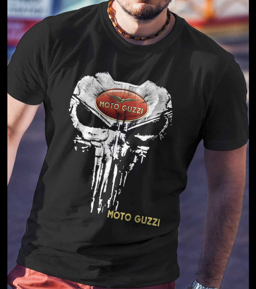 Moto Guzzi Logo With Skull T-Shirt