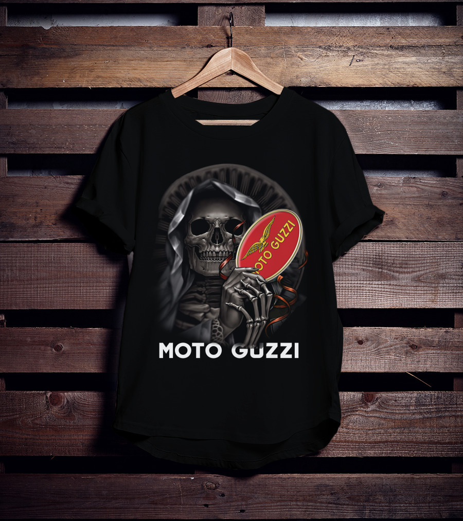 Moto Guzzi Skeleton Holding Red T-Shirt