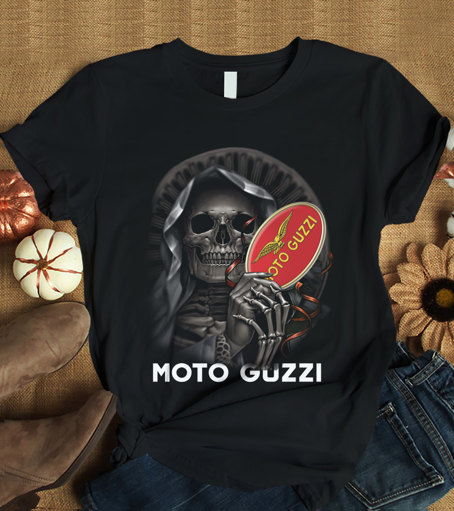 Moto Guzzi Skeleton Holding Red T-Shirt