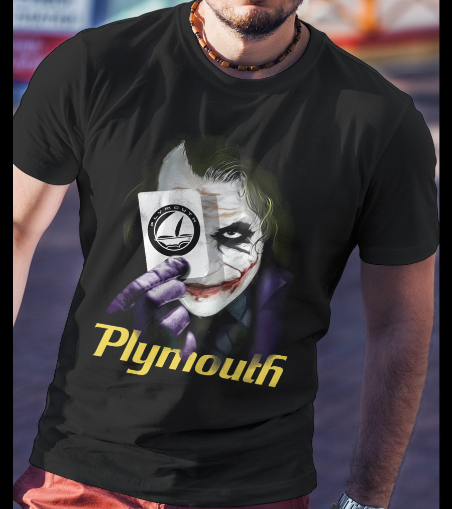 Plymouth Joker Card Holding Iconic Style T-Shirt