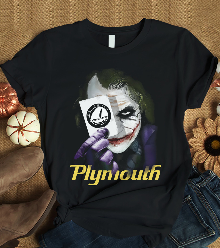 Plymouth Joker Card Holding Iconic Style T-Shirt
