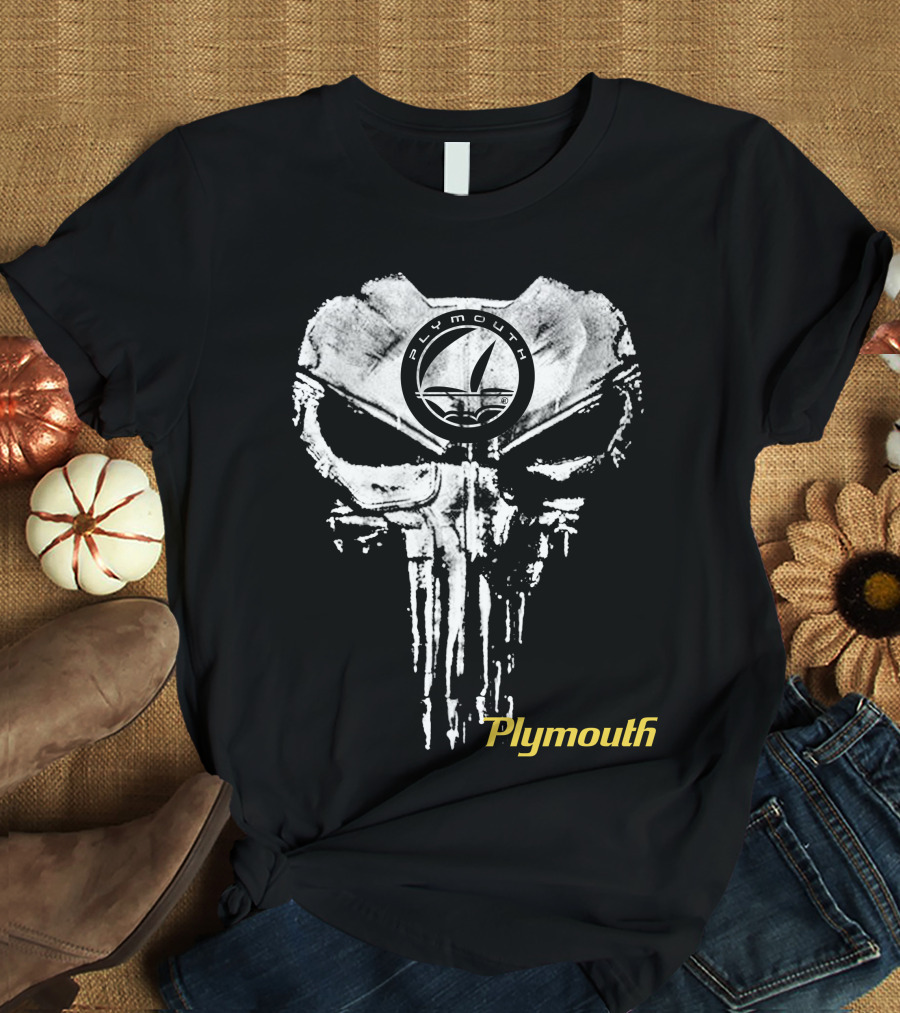 Plymouth Skull Logo Design Sailboat Theme T-Shirt