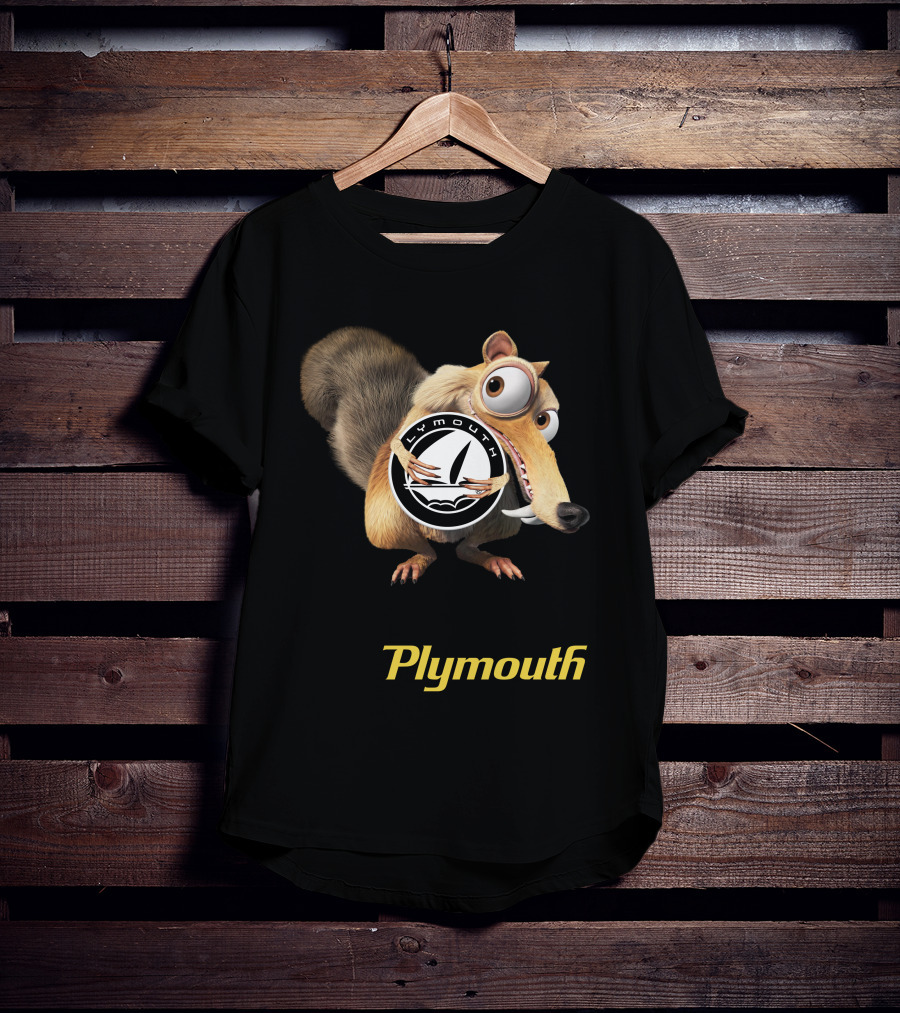 Plymouth Ice Age Character Holding T-Shirt