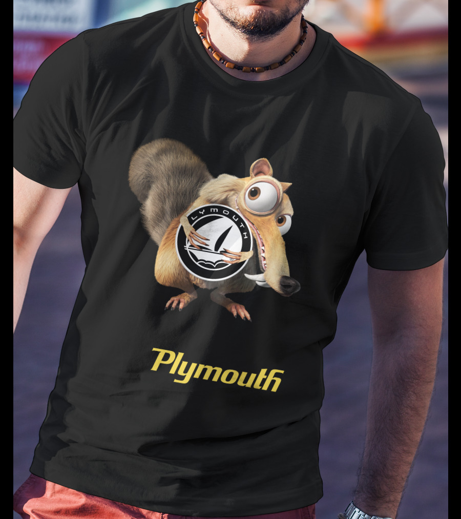 Plymouth Ice Age Character Holding T-Shirt