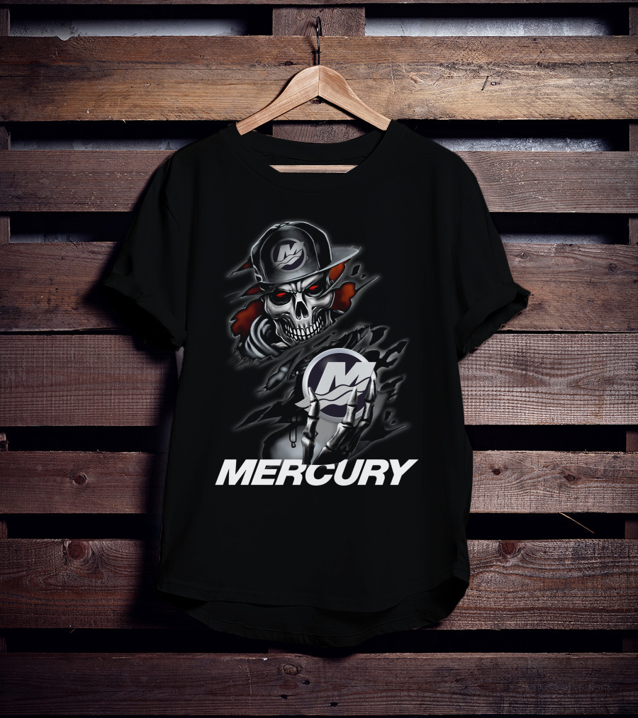 Mercury 05 Skull With Baseball Cap T-Shirt