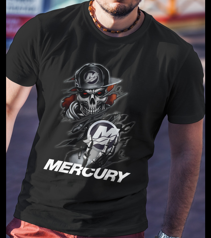 Mercury 05 Skull With Baseball Cap T-Shirt