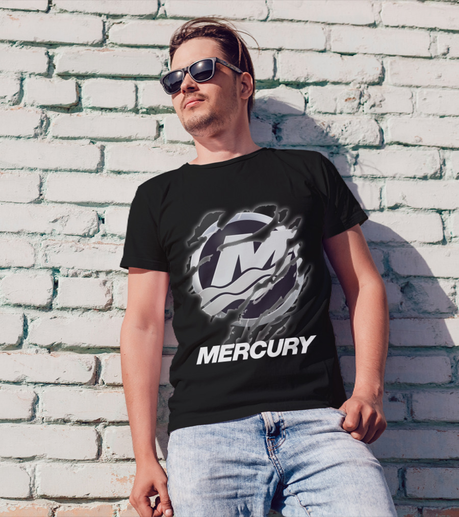 Mercury Marine Ripped Claw Logo Wave Symbol T-Shirt