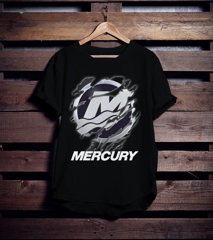 Mercury Marine Ripped Claw Logo Wave Symbol T-Shirt