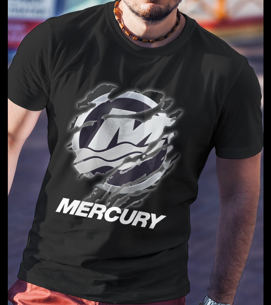 Mercury Marine Ripped Claw Logo Wave Symbol T-Shirt