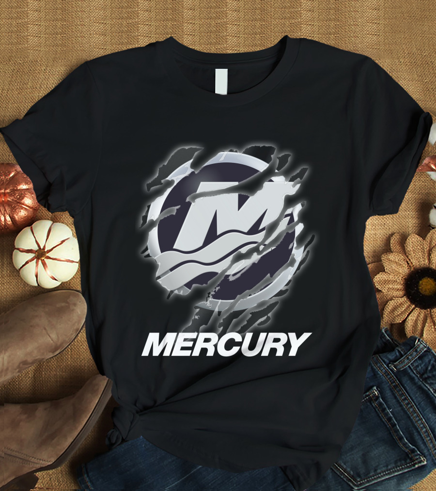 Mercury Marine Ripped Claw Logo Wave Symbol T-Shirt