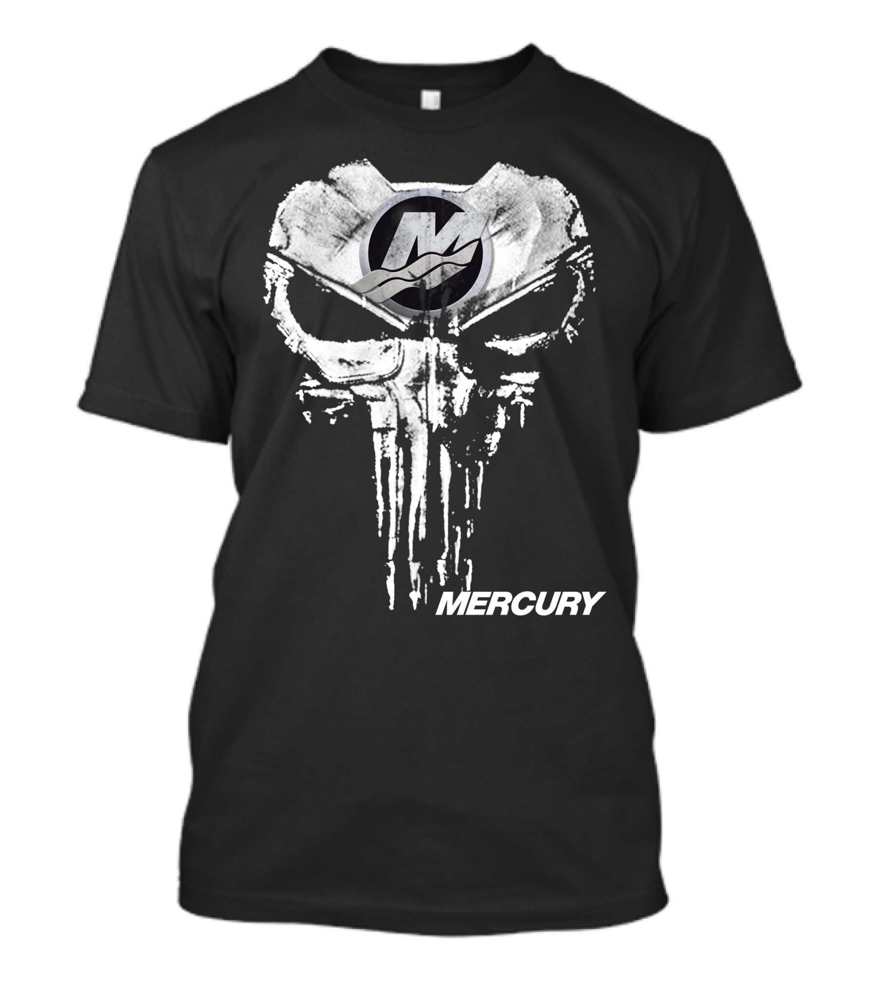 Mercury Logo With Punisher Skull Style T-Shirt