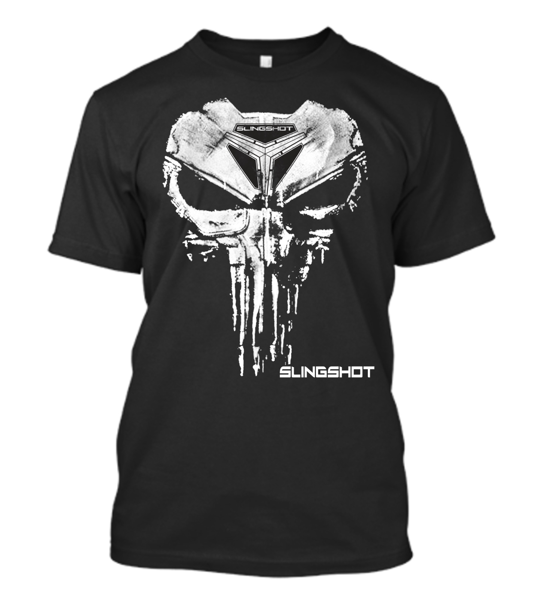 Slingshot Skull Design Black And White T-Shirt
