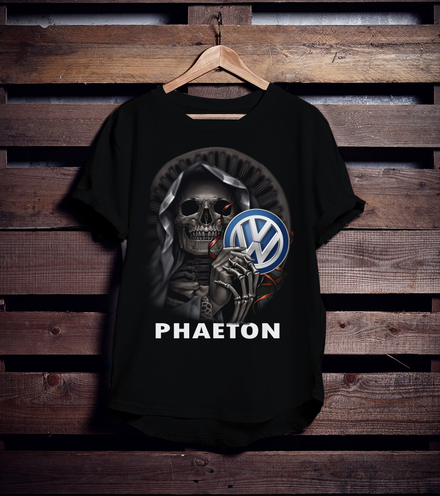 Volkswagen Phaeton Grim Reaper Skull Holding Vw Badge T-Shirt