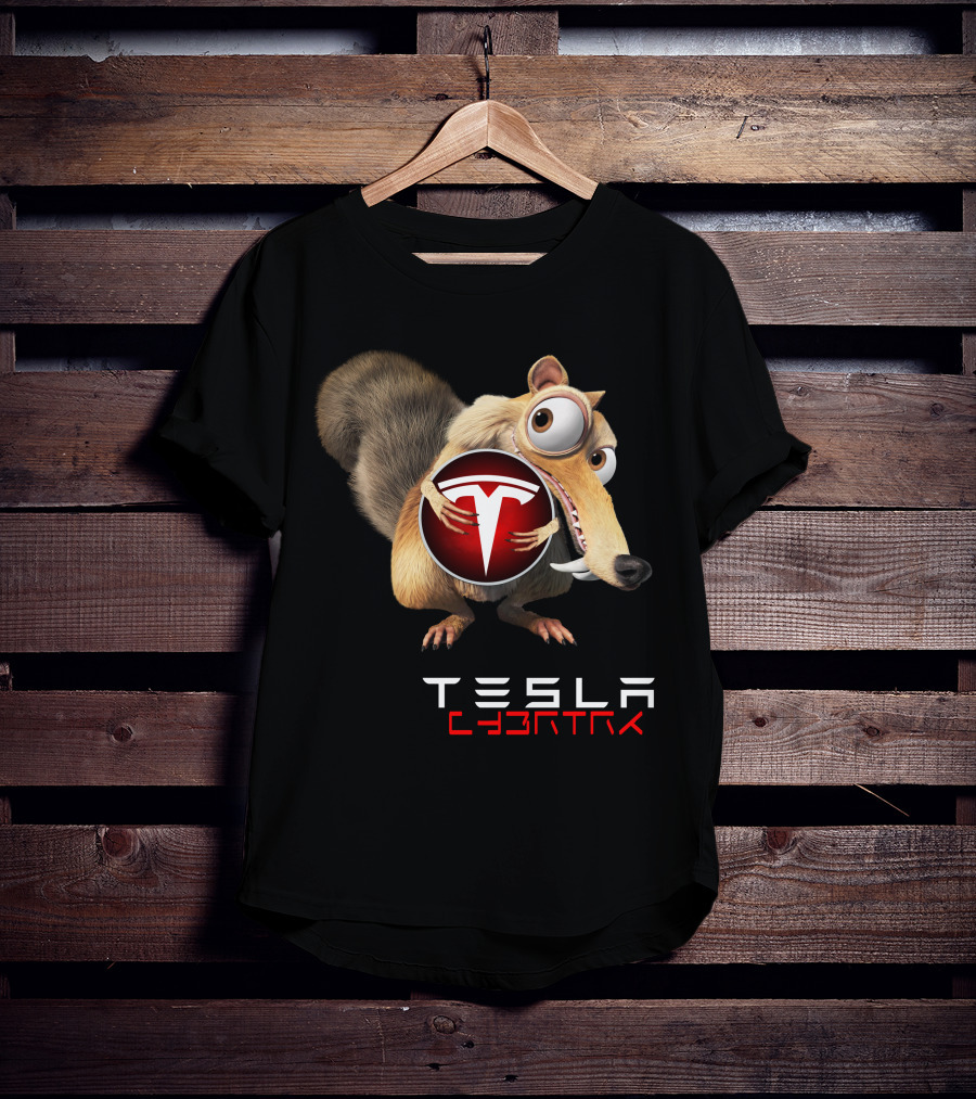 Tesla Cyb4Trk Ice Age Scrat Holding Tesla T-Shirt
