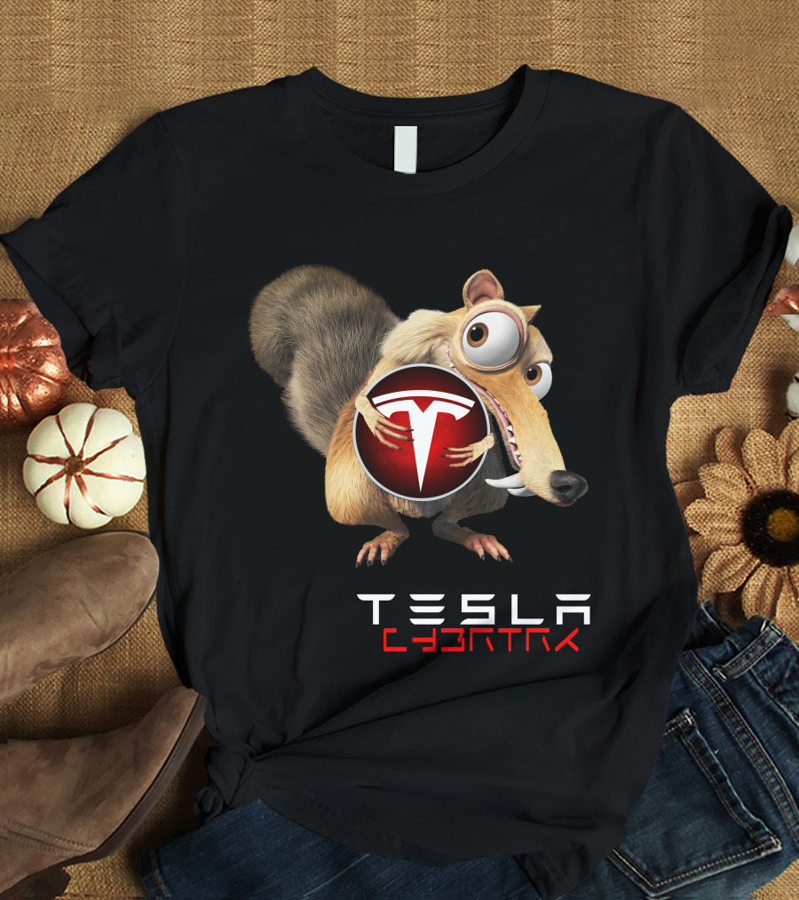 Tesla Cyb4Trk Ice Age Scrat Holding Tesla T-Shirt