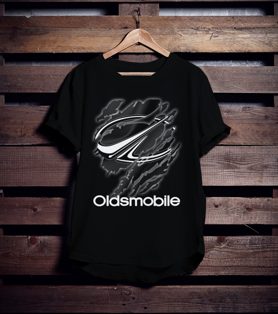 Oldsmobile Logo With Claw Marks Distressed Effect T-Shirt