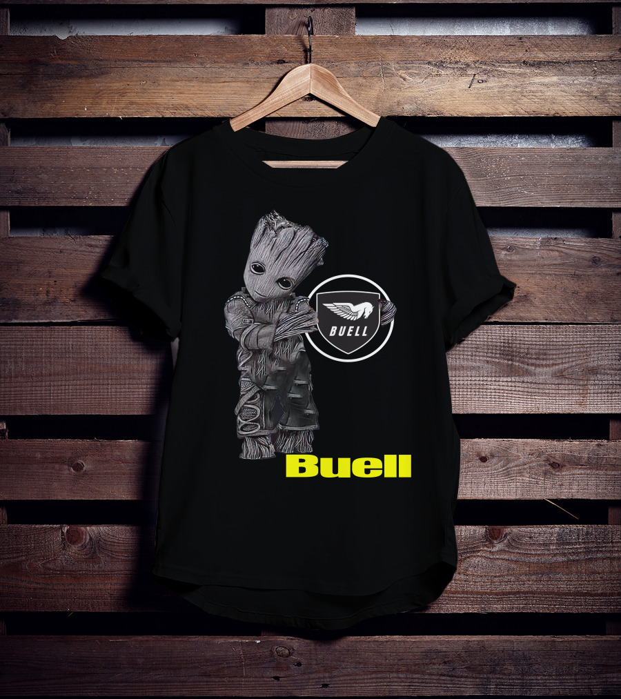Buell Motorcycle Logo With Groot Character T-Shirt
