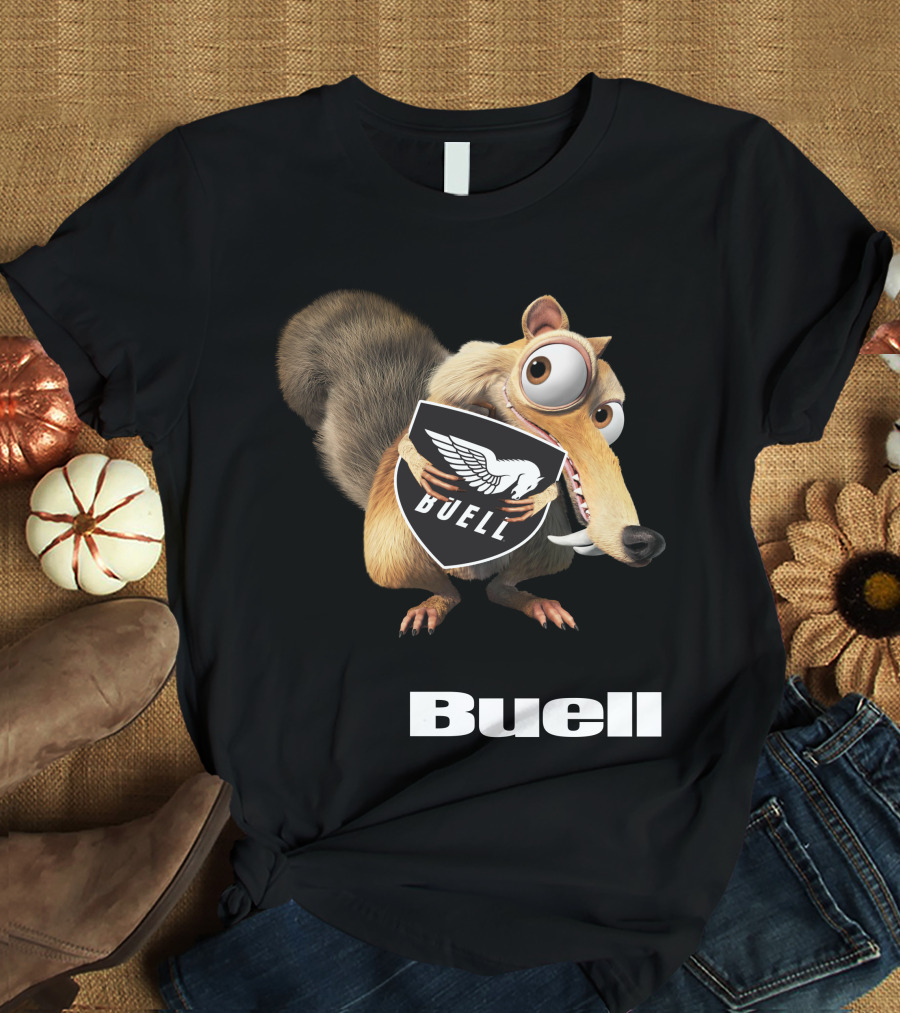 Buell Scrat Logo Iconic Character With Shield T-Shirt