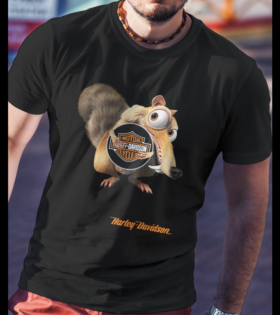 Harley Davidson Motorcycles Ice Age Scrat Holding T-Shirt