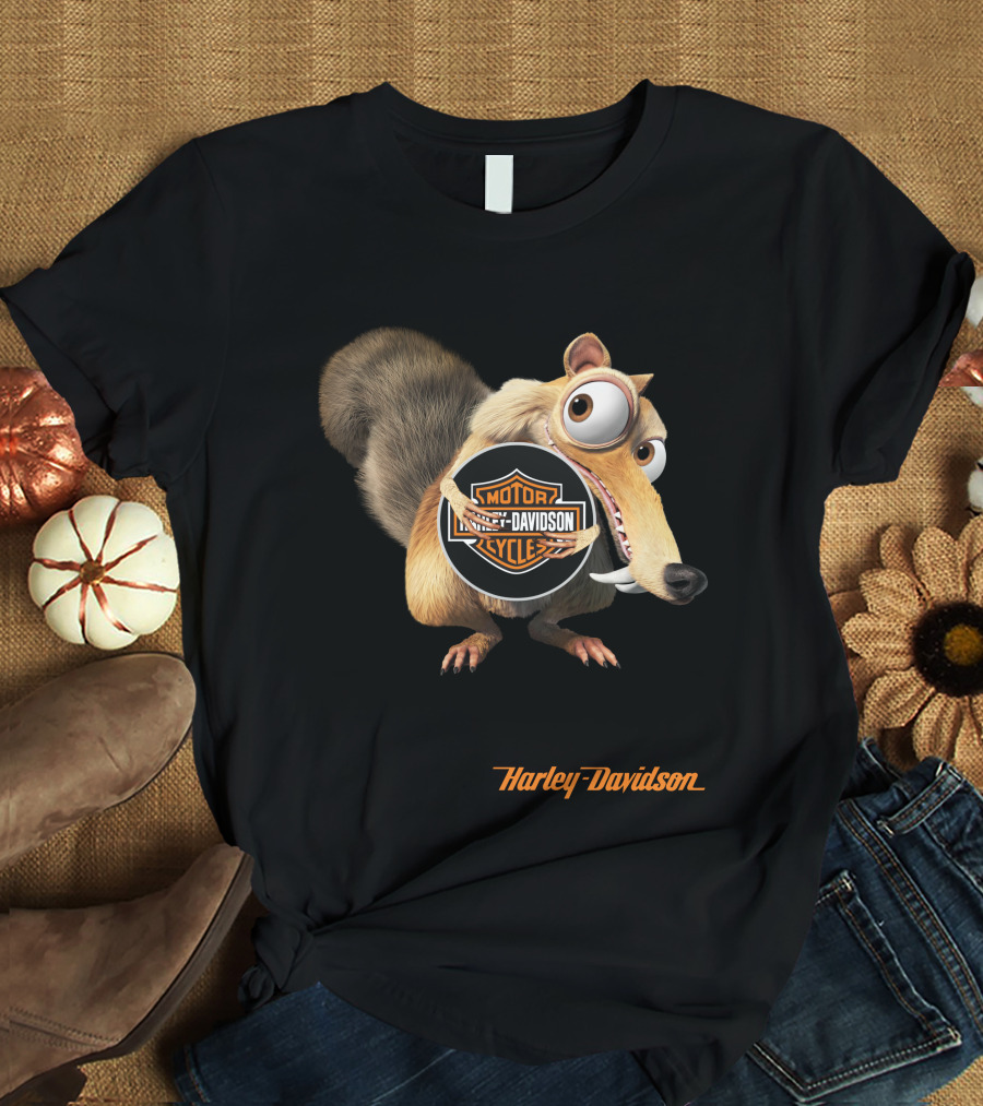 Harley Davidson Motorcycles Ice Age Scrat Holding T-Shirt