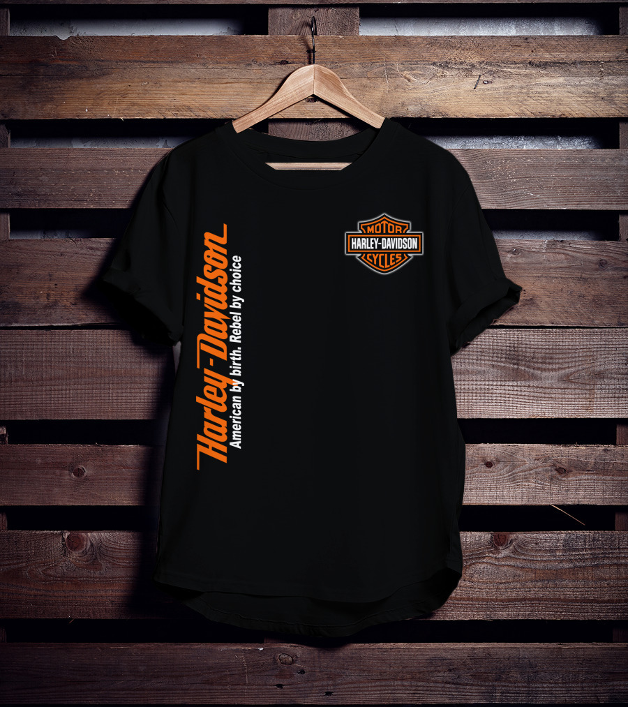 Harley Davidson American By Birth Rebel By Choice Motor Cycles T-Shirt