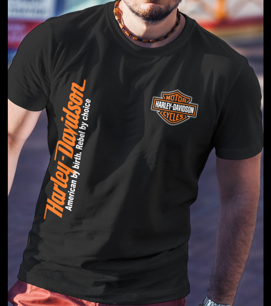 Harley Davidson American By Birth Rebel By Choice Motor Cycles T-Shirt