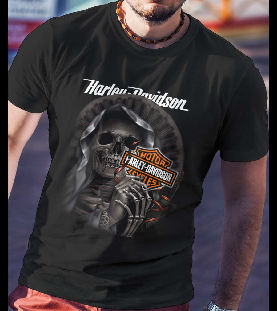 Harley Davidson Grim Reaper Skull Holding T-Shirt