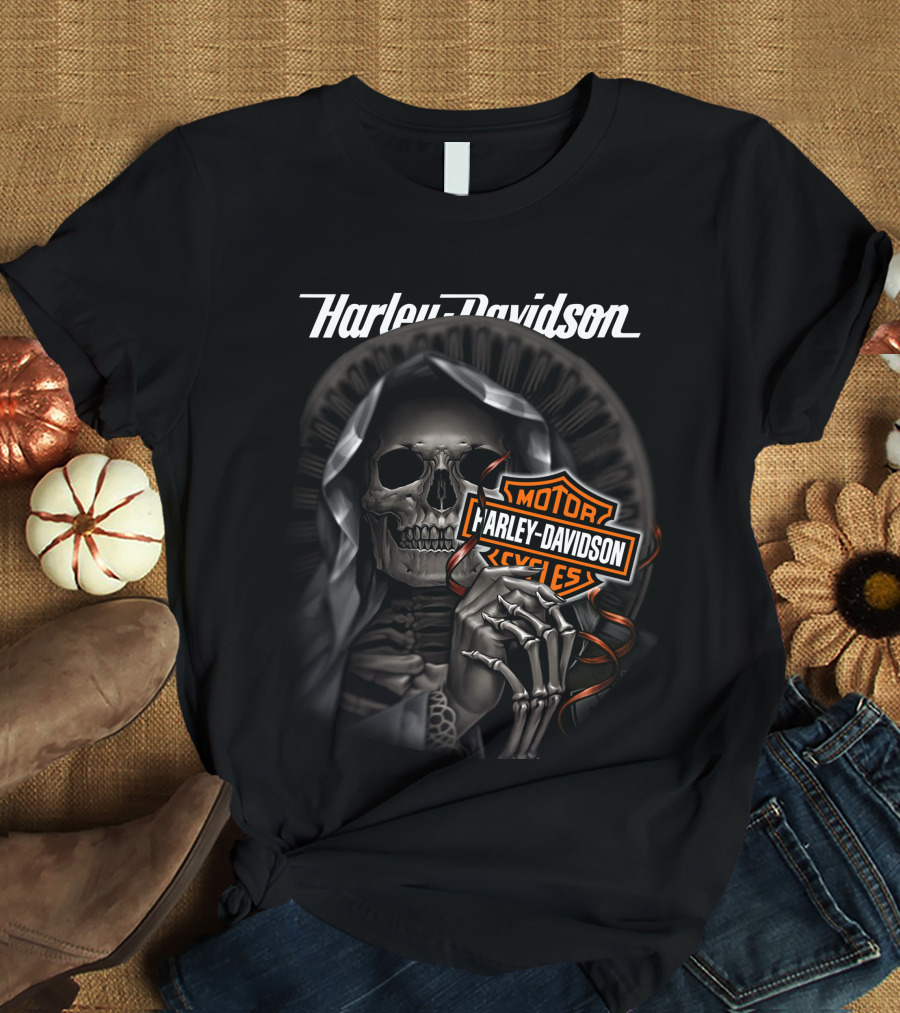 Harley Davidson Grim Reaper Skull Holding T-Shirt